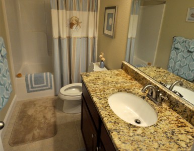 Premium granite countertops in the bathrooms and kitchen
